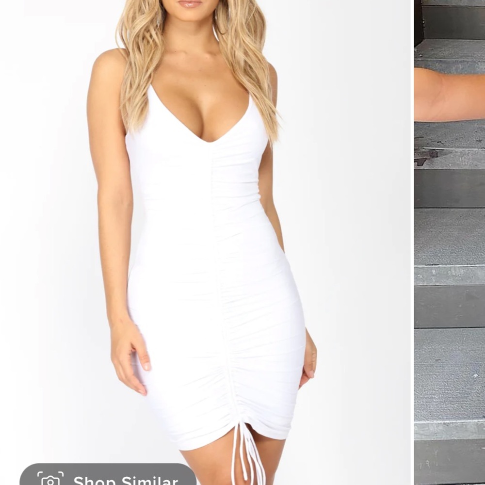 Ruched white dress XS